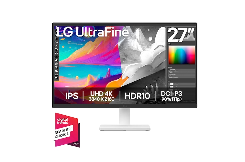 Vista frontal de Monitor IPS UHD 4K (Resolución 3840 x 2160) 27US500-W